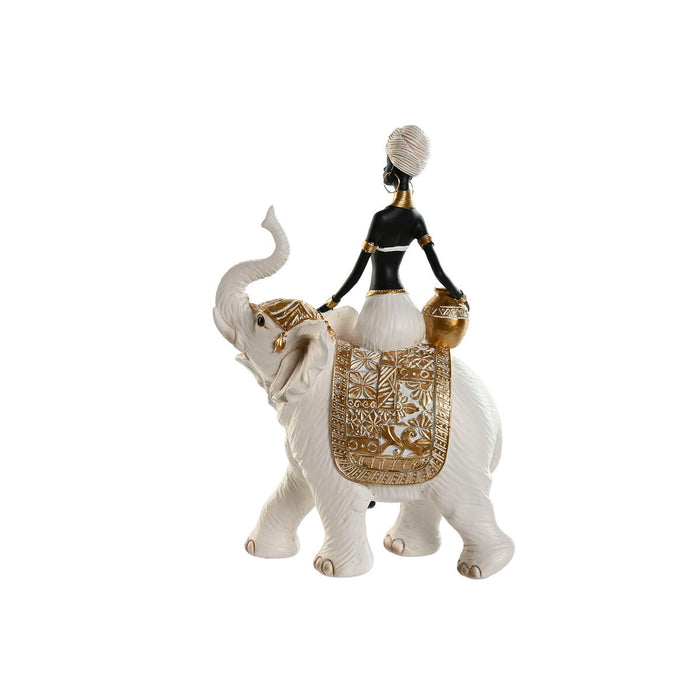 Декоративна фигурка Home ESPRIT Бял Черен Златен Слон Африканка 21 x 11 x 32 cm (2 броя)