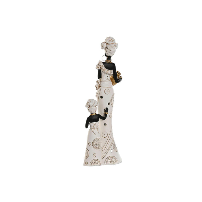 Декоративна фигурка Home ESPRIT Бял Черен Златен Африканка 10 x 7 x 31 cm (2 броя)