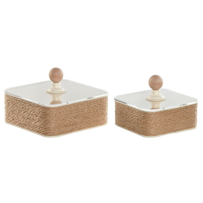 Кутия за бижута Home ESPRIT Светло кафяв Метал 16 x 16 x 11 cm (2 Части)