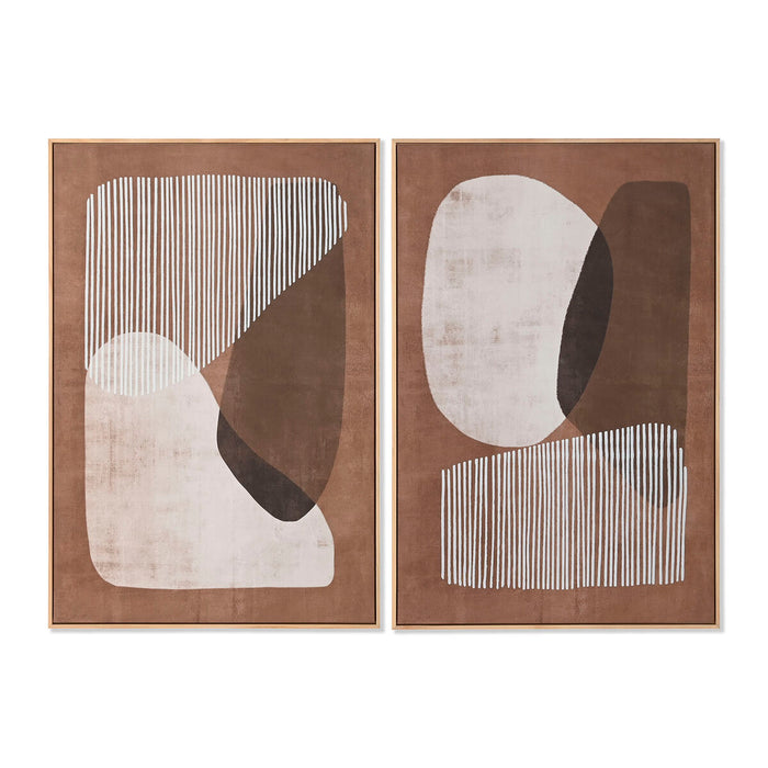 Картина Home ESPRIT Бял Бежов теракота Абстрактен 82,6 x 4,3 x 122,6 cm (2 броя)