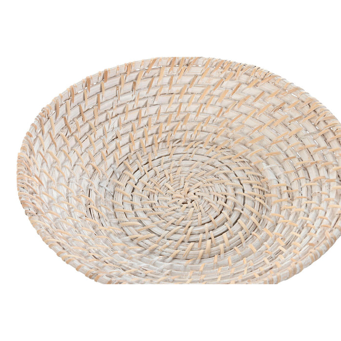 Украса за център на маса Home ESPRIT Бял Естествен Бамбук Pатан 35 x 35 x 8 cm (2 Части)