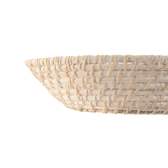 Украса за център на маса Home ESPRIT Бял Естествен Бамбук Pатан 35 x 35 x 8 cm (2 Части)