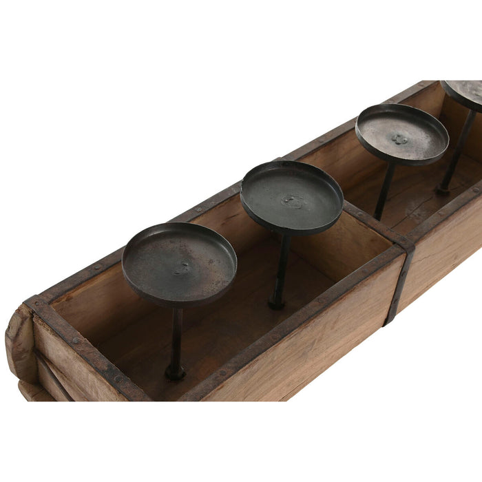 Поставка за свещ Home ESPRIT Естествен Желязо Тик 60 x 15 x 14 cm
