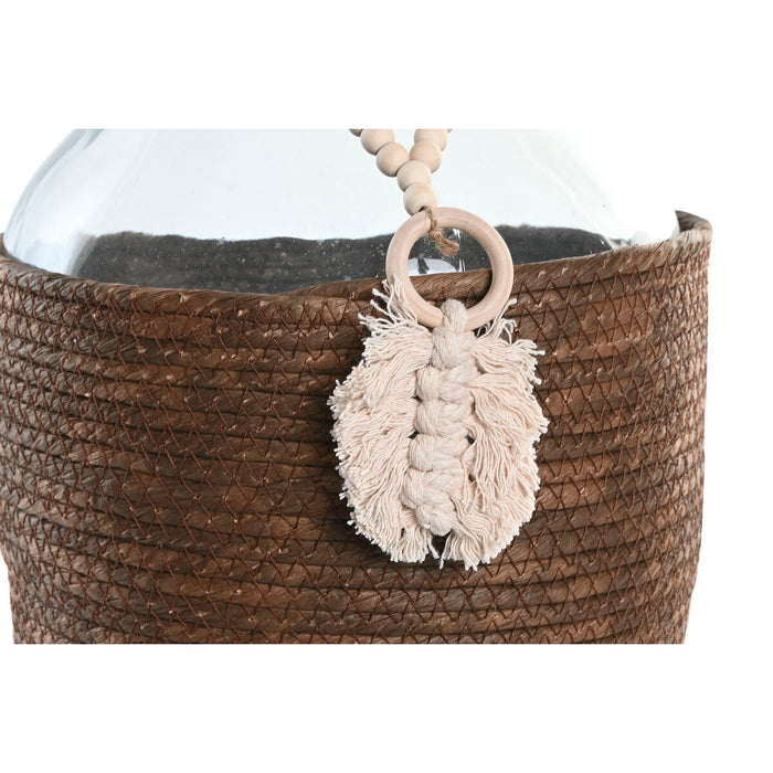 Ваза Home ESPRIT Прозрачен Тъмно сив Кристал Естествен Колониален 26 x 26 x 39 cm