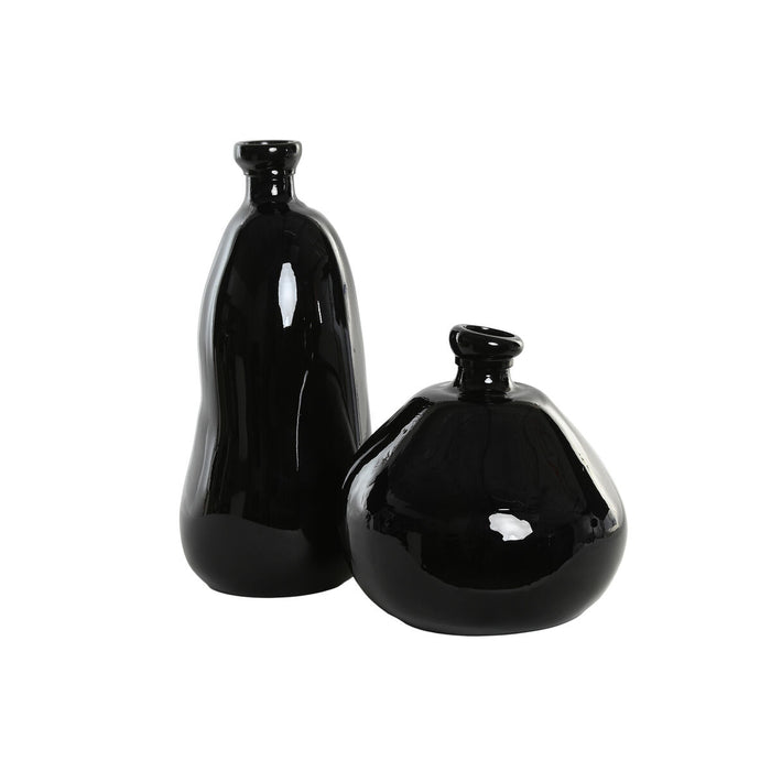 Ваза Home ESPRIT Черен Рециклирано стъкло 22 x 22 x 51 cm