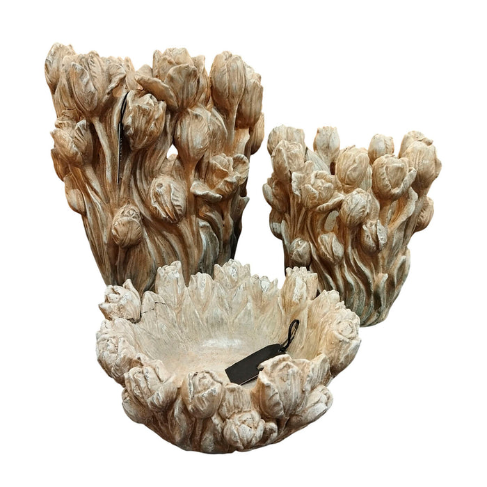 Ваза Home ESPRIT Сив Цимент Лале 21 x 21 x 23 cm