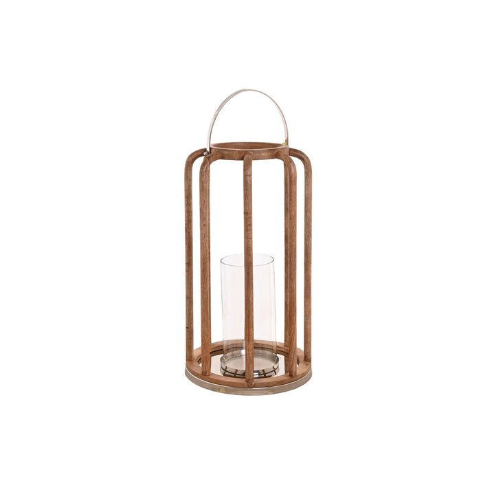 Поставка за свещ Home ESPRIT Кафяв Сребрист Кристал Дърво манго 30 x 30 x 53 cm