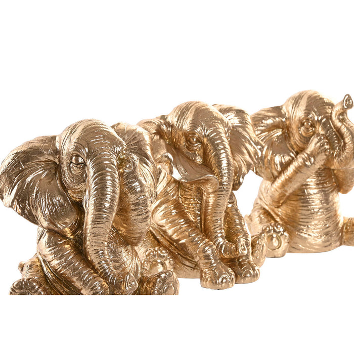 Декоративна фигурка Home ESPRIT Златен Слон 13 x 12 x 14 cm (3 броя)