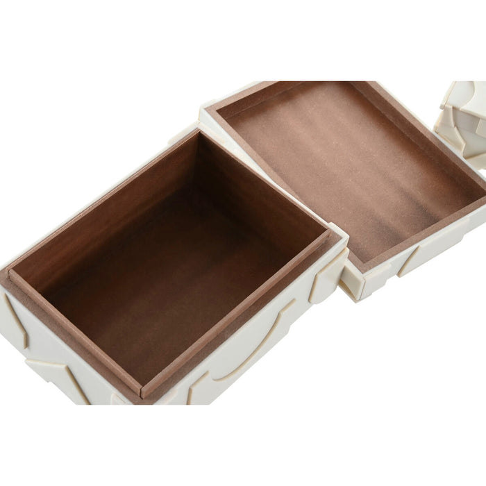 Кутия за бижута Home ESPRIT Бял Смола Кост 18 x 13 x 7,5 cm (2 Части)