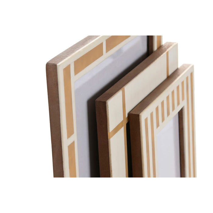 Рамка за снимки Home ESPRIT Бял Естествен Смола Кост (3 броя)