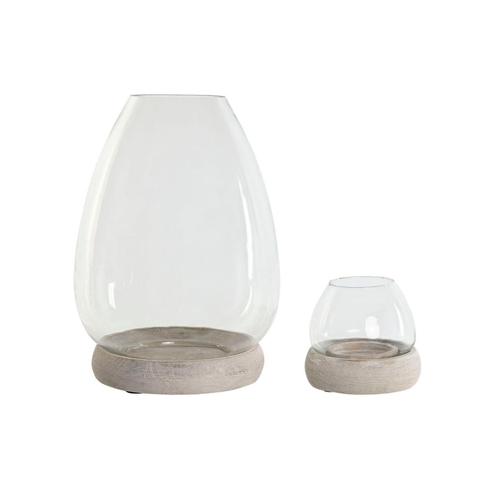 Поставка за свещ Home ESPRIT Бял Естествен Кристал Дърво манго 30 x 30 x 40 cm (2 броя)