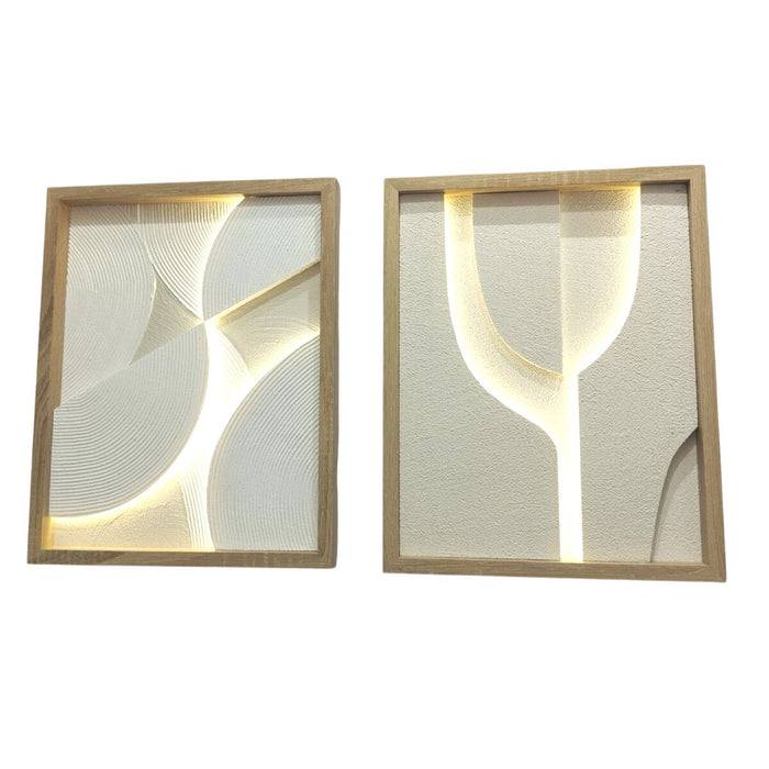 Картина с LED Home ESPRIT полистирен Дървен MDF 40 x 3,8 x 50 cm