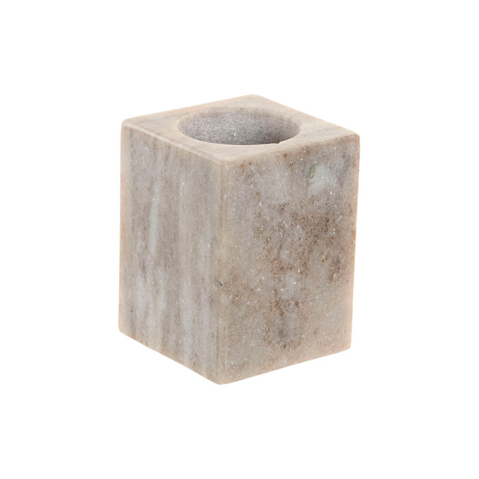 Поставка за четка за зъби Home ESPRIT Бял Кафяв Мрамор 7,5 x 7,5 x 10,5 cm