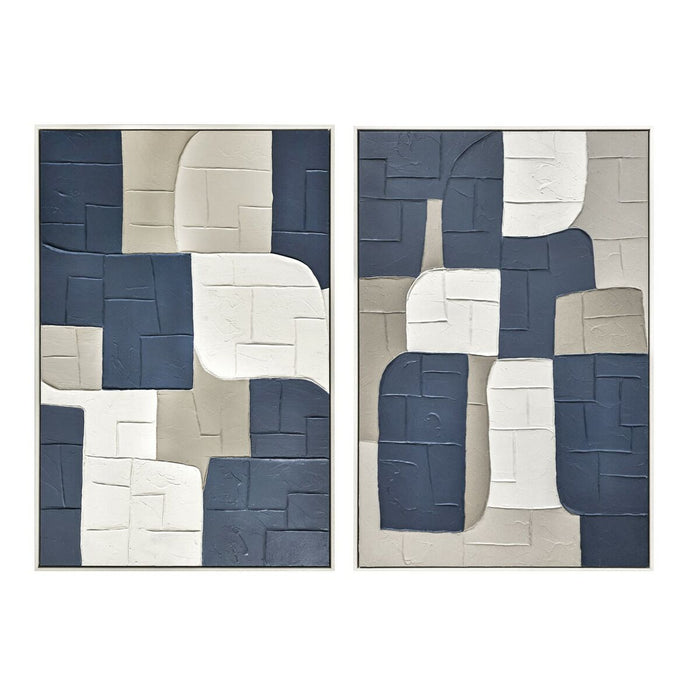 Картина Home ESPRIT Син Бял Абстрактен Град 83 x 4 x 123 cm (2 броя)