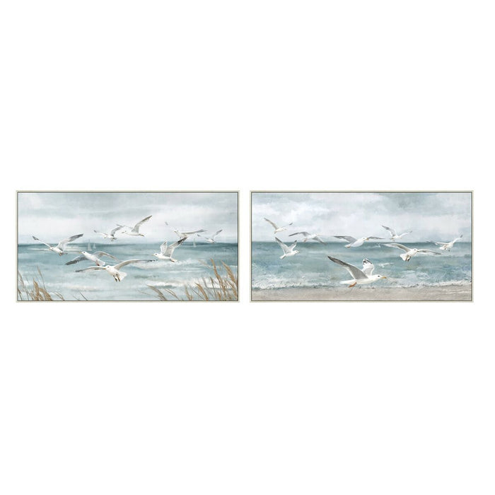 Картина Home ESPRIT Син Бял Средиземноморско Чайка 140 x 3,7 x 70 cm (2 броя)