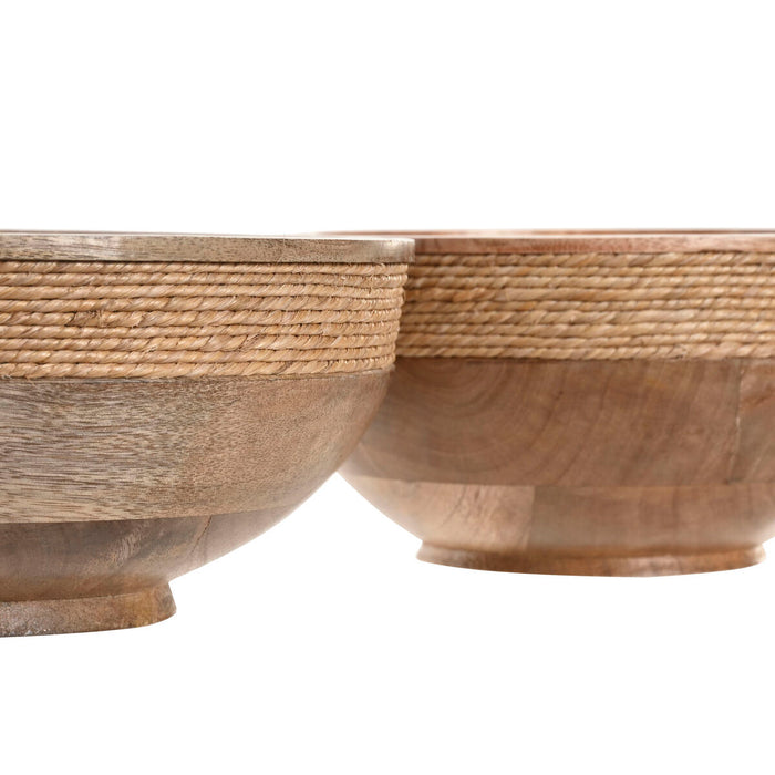 Украса за център на маса Home ESPRIT Кафяв Въже Дърво манго 25 x 25 x 10 cm (2 броя)
