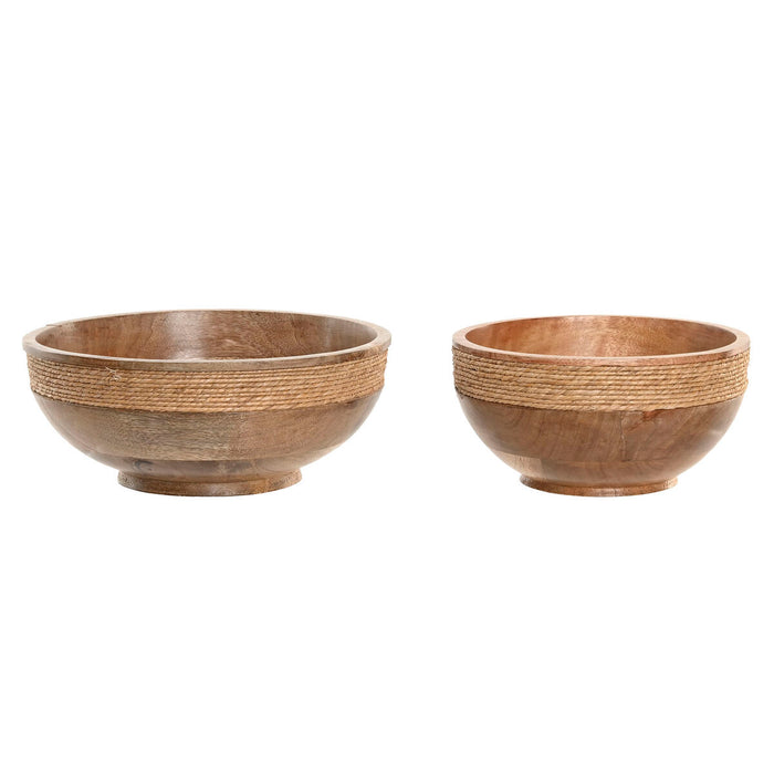 Украса за център на маса Home ESPRIT Кафяв Въже Дърво манго 25 x 25 x 10 cm (2 броя)