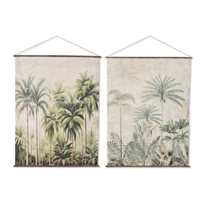Пластно Home ESPRIT Зелен Бежов Палми 138 X 2,8 X 180 CM (2 броя)