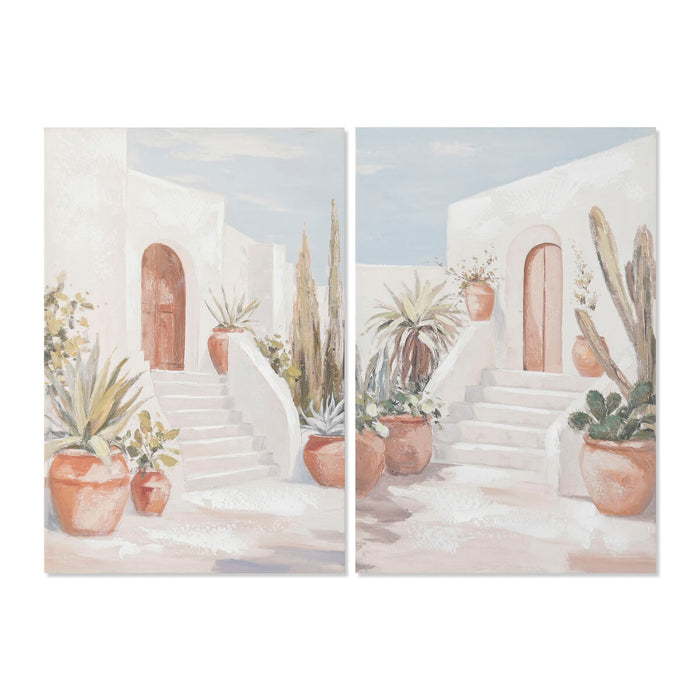 Пластно Home ESPRIT Бял Зелен Boho 60 x 3,5 x 90 cm (2 броя)