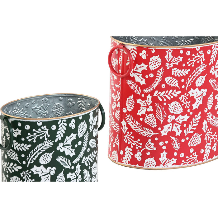 Комплект Коледни Декорации Home ESPRIT Червен Зелен Коледа 28,5 x 19,5 x 24 cm (3 Части) (2 броя)