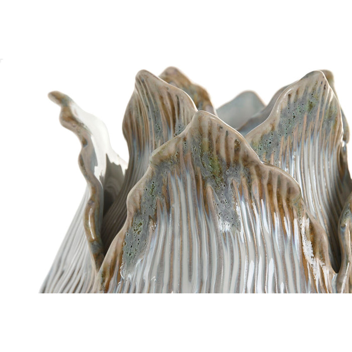 Ваза Home ESPRIT Сметана Керамика Лист на растение 19 x 19 x 33 cm