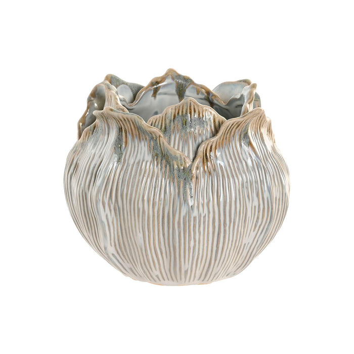 Ваза Home ESPRIT Сметана Керамика Лист на растение 22 x 22 x 19 cm