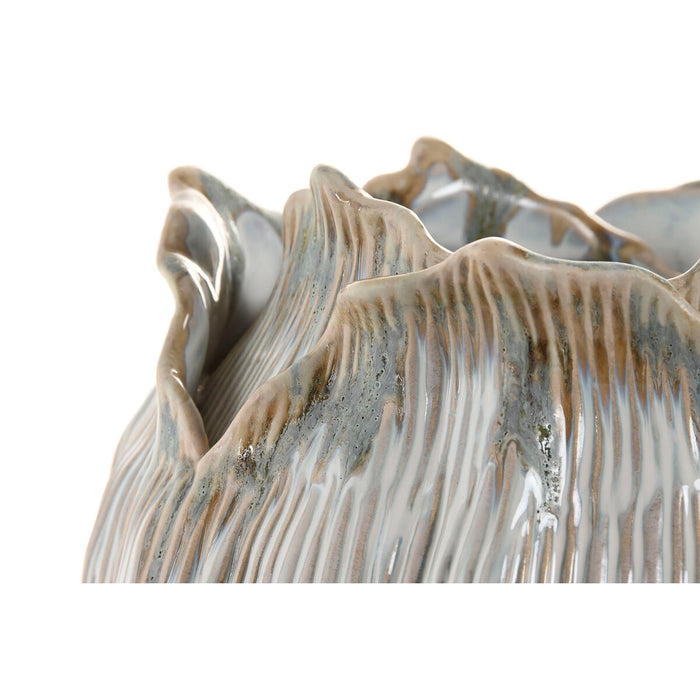 Ваза Home ESPRIT Сметана Керамика Лист на растение 22 x 22 x 19 cm