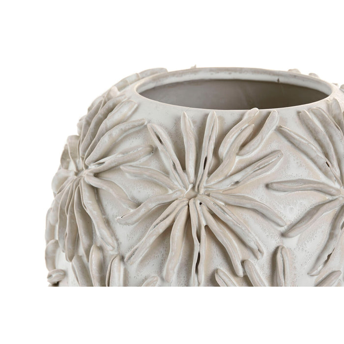 Ваза Home ESPRIT Бял Керамика Занаятчийски стил Лист на растение 27 x 27 x 35 cm