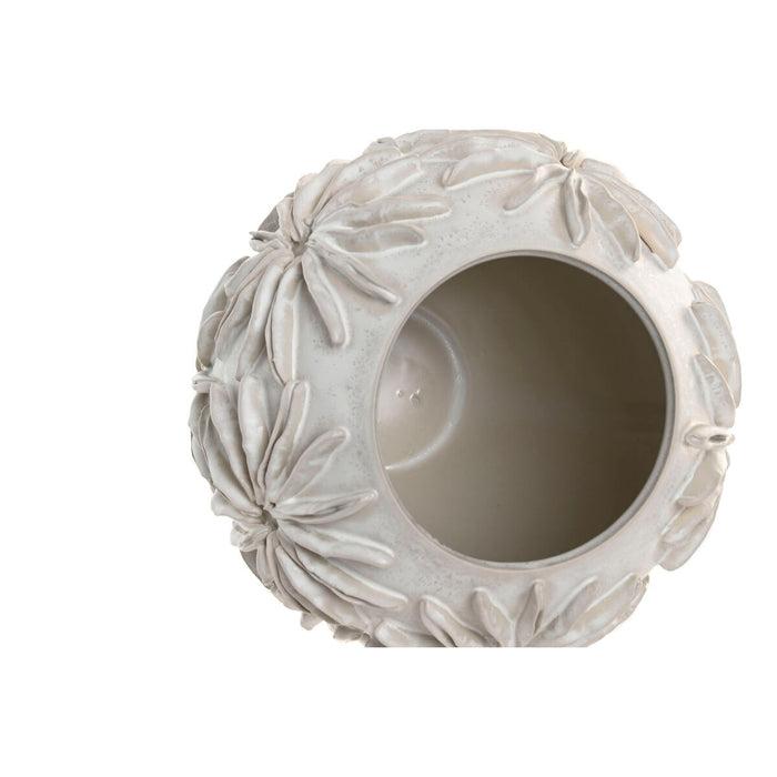 Ваза Home ESPRIT Бял Керамика Занаятчийски стил Лист на растение 22 x 22 x 25 cm