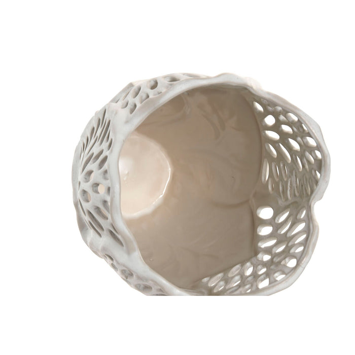 Ваза Home ESPRIT Бял Керамика Лист на растение 23 x 23 x 36 cm