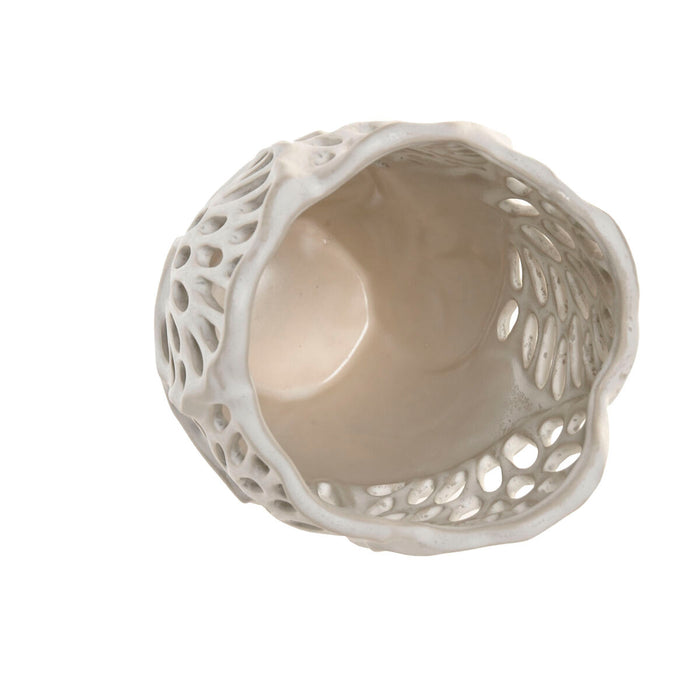 Ваза Home ESPRIT Бял Керамика Лист на растение 18 x 18 x 25 cm