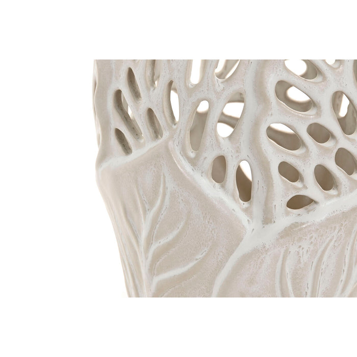 Ваза Home ESPRIT Бял Керамика Лист на растение 18 x 18 x 25 cm