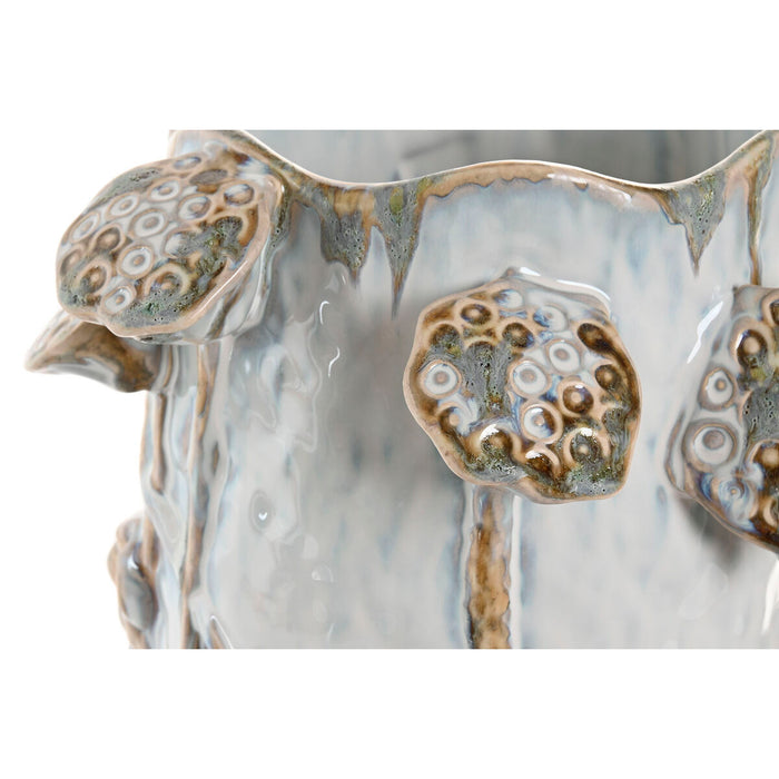 Ваза Home ESPRIT Син Бял Керамика 27 x 27 x 35 cm