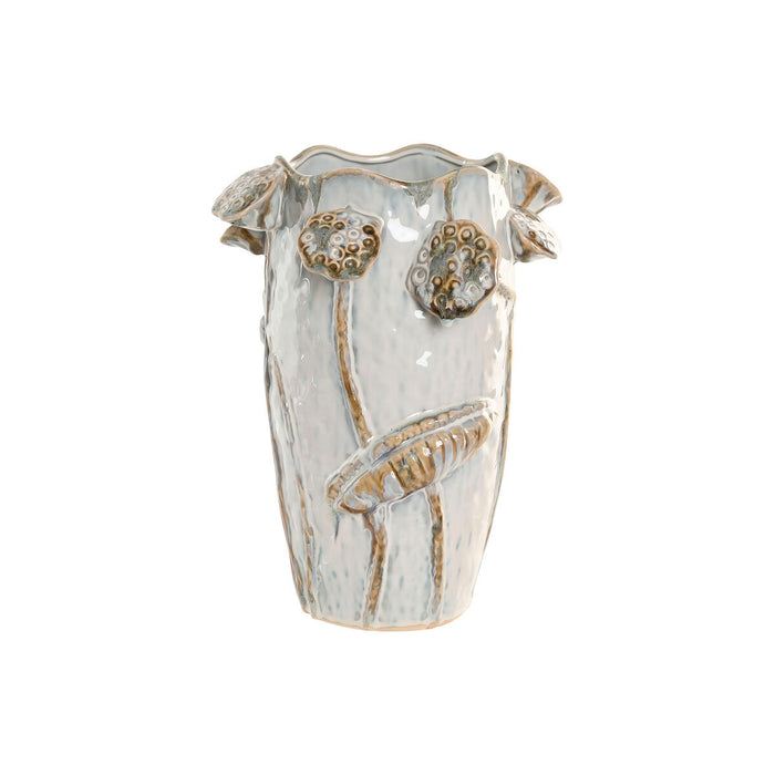 Ваза Home ESPRIT Син Бял Керамика 27 x 27 x 35 cm