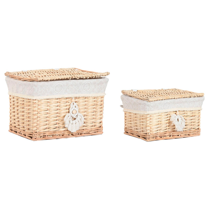 Декоративна кутия Home ESPRIT Естествен плетена ракита Boho (2 Части)