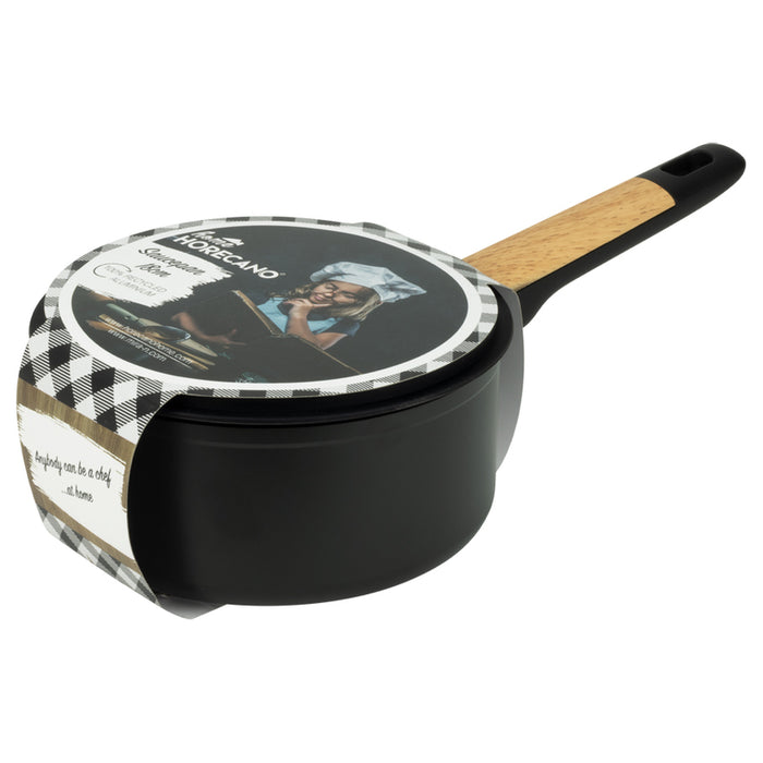 КАСЕРОЛА С КАПАК 18 X 8.2 CM HORECANO BLACK AND WOOD