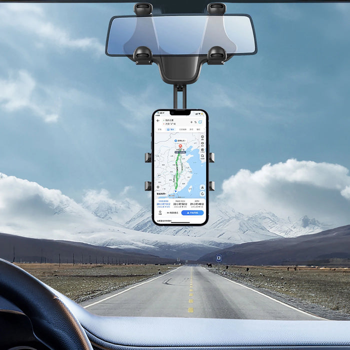 Стойка за телефон за кола за огледало за обратно виждане - черна