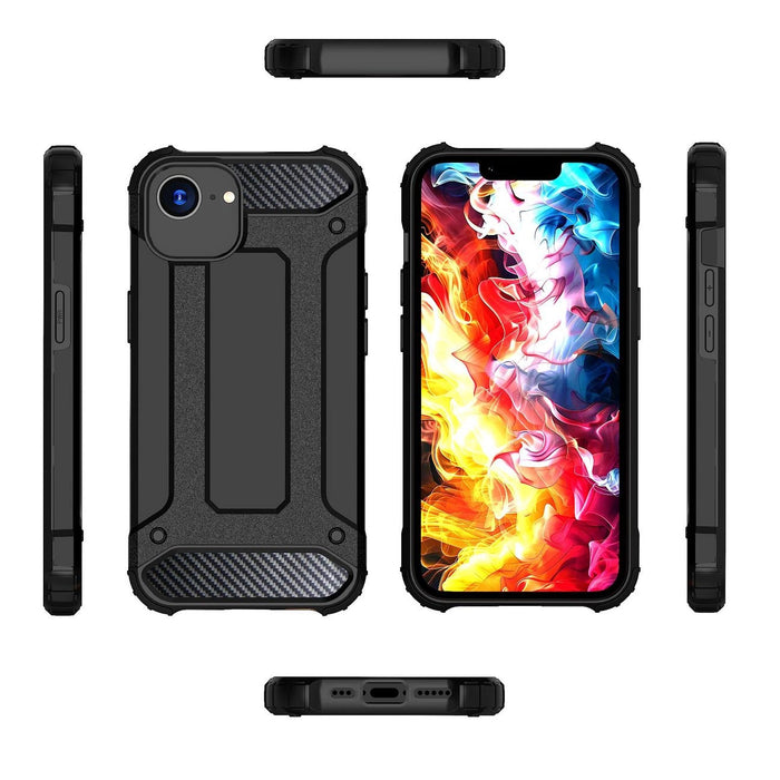 Hybrid Armor Case за iPhone 16e - черен