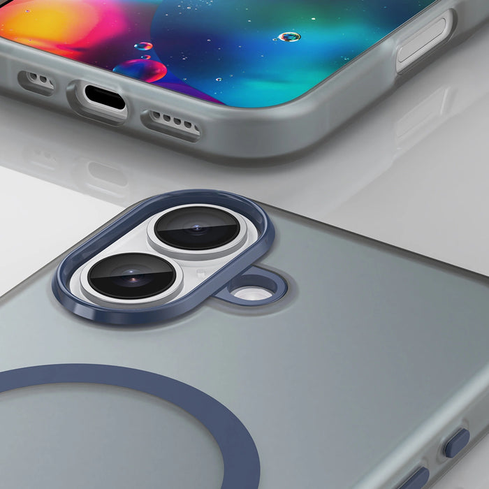 Магнитен абразивен калъф за iPhone 17, съвместим с MagSafe - матово син