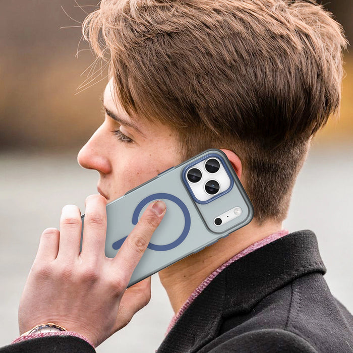 Калъф с магнитен абразив за iPhone 17 Pro, съвместим с MagSafe - матово син