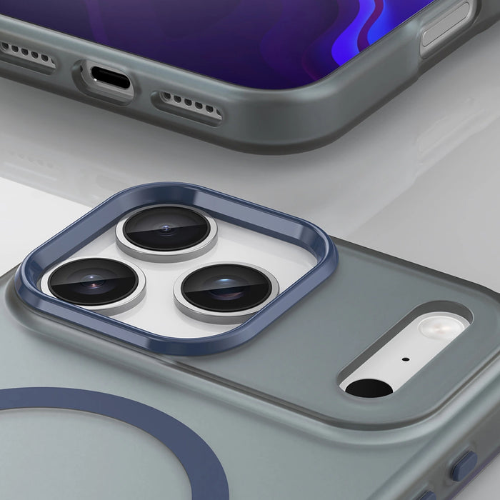 Калъф с магнитен абразив за iPhone 17 Pro, съвместим с MagSafe - матово син