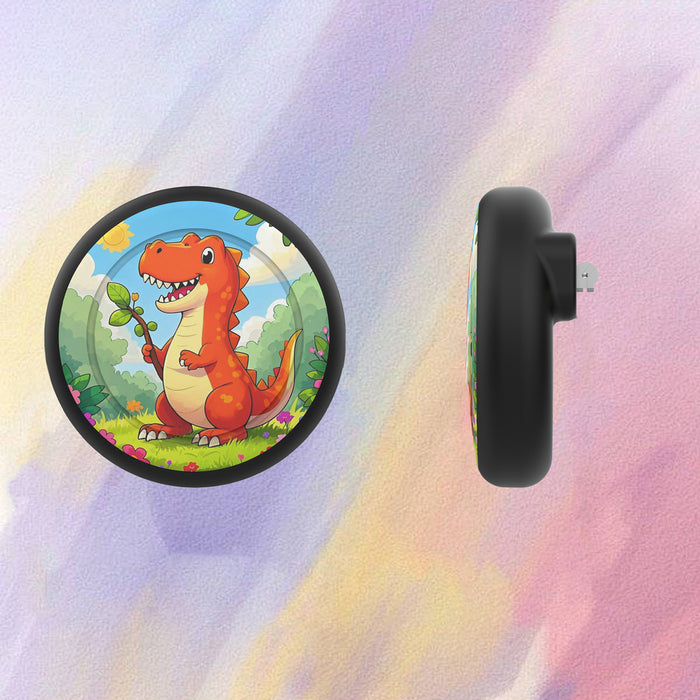 Калъф за бадж AirTag - черен с щампа на динозавър