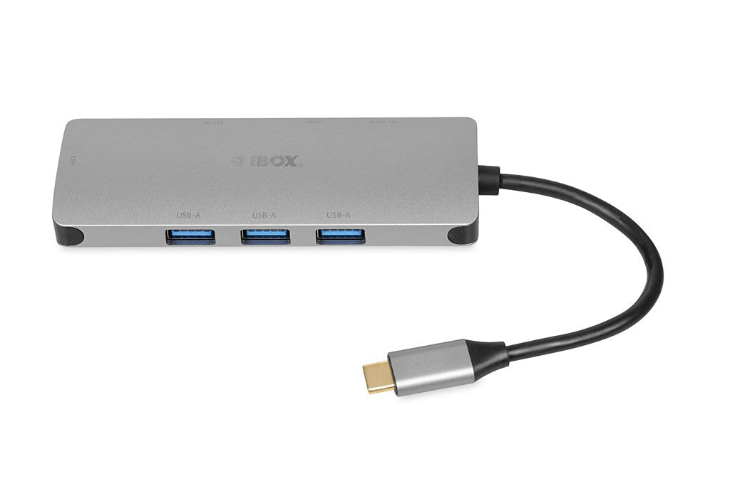 iBox IUH3RJ4K интерфейсен хъб USB Type-C 5000 Mbit/s Сребрист