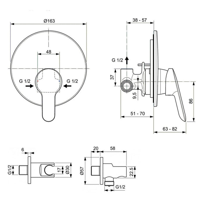ХИГИЕНЕН ДУШ КОМПЛЕКТ IDEALSTANDARD BD125AA