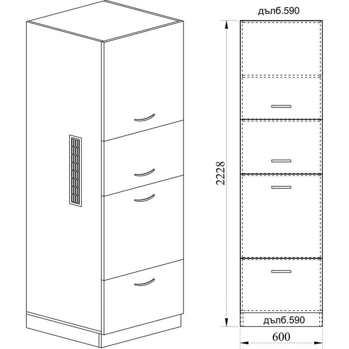КУХНЕНСКИ ШКАФ ДОЛЕН РЕД КОЛОНЕН С ЧЕТИРИ ВРАТИ IRIM 60X59X223 СМ ДЕСЕН