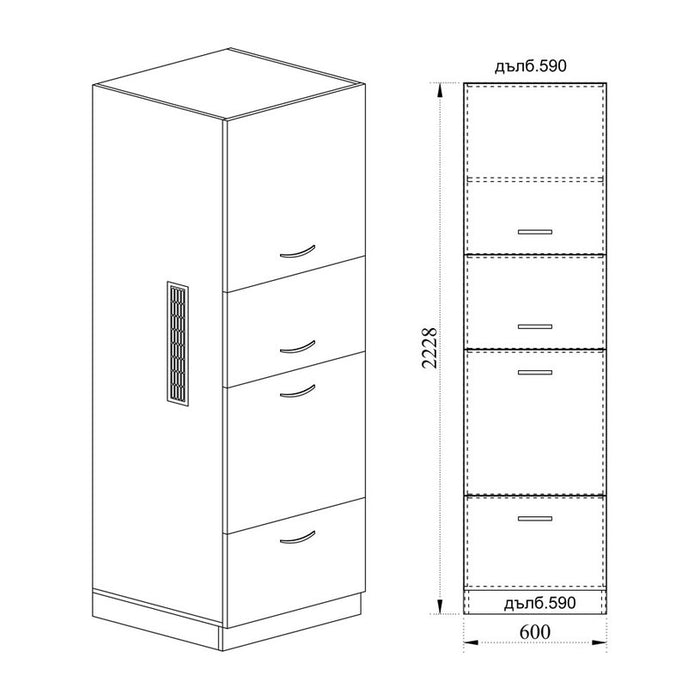 КУХНЕНСКИ ШКАФ ДОЛЕН РЕД КОЛОНЕН С ЧЕТИРИ ВРАТИ IRIM 60X59X223 СМ ДЕСЕН