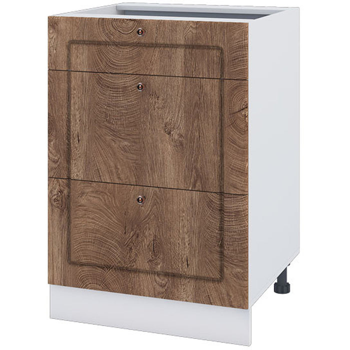 КУХНЕНСКИ ШКАФ ДОЛЕН РЕД С ТРИ ЧЕКМЕДЖЕТА IRIM 60X55X87 СМ С ПЛАВНО ЗАТВАРЯНЕ