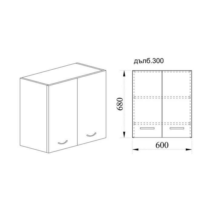 КУХНЕНСКИ ШКАФ ГОРЕН РЕД ЗА АСПИРАТОР IRIM 60X30X68 СМ