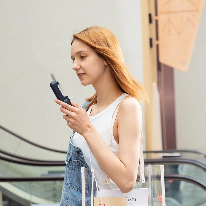 Ръчен вентилатор Jisulife Life8 Мини преносим USB вентилатор с Преносима батерия Powerbank и фенерче - син