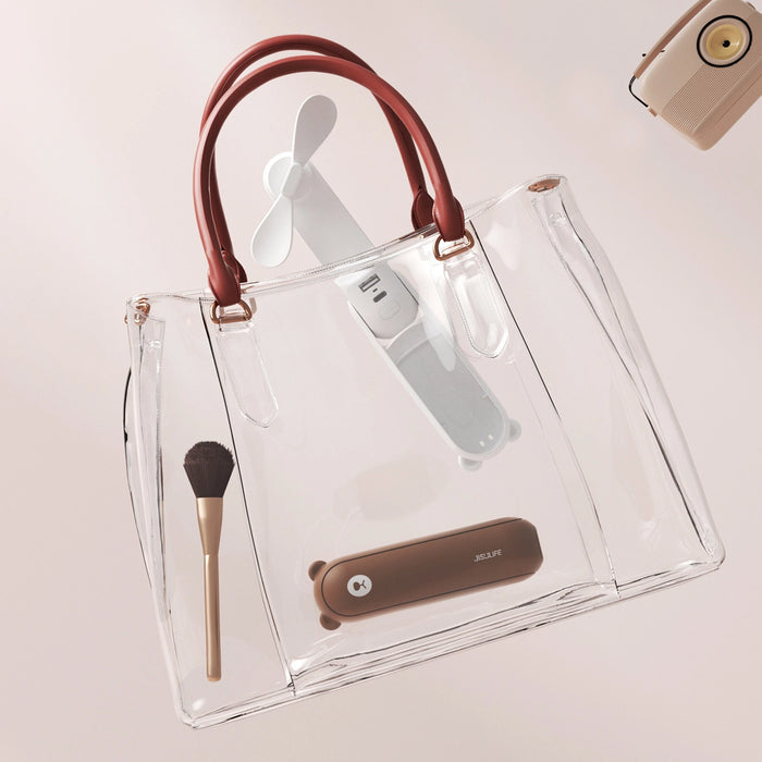 Ръчен вентилатор Jisulife Life8 Plus Portable USB Fan with Преносима батерия Powerbank и фенерче - кафяв